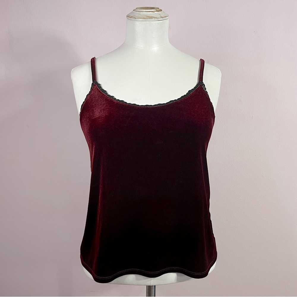 Velour Camisole • Spaghetti Strap Tank Top with Lace